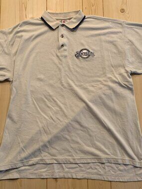 Vintage Y2K True Fan Milwaukee Brewers MLB Baseball Textured Polo Shirt XL